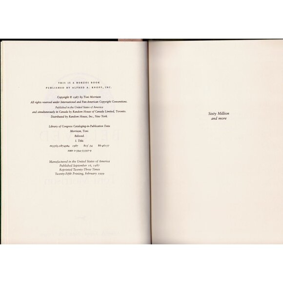 Signed Beloved by Toni Morrison, 1999 HC DJ, Pulitzer Winner, Clean Copy - Picture 3 of 10